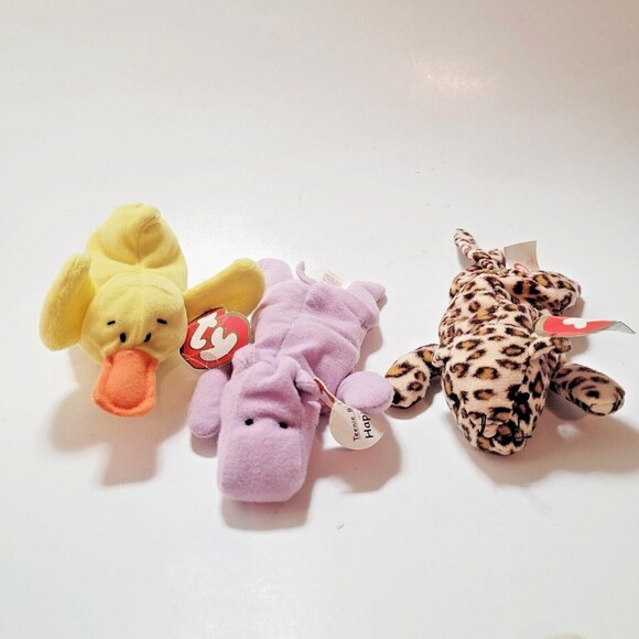 6 pc TY Teenie Beanie Babies 1993 Turtle Chops Happy Pinky Quacks Freckles - Picture 3 of 5